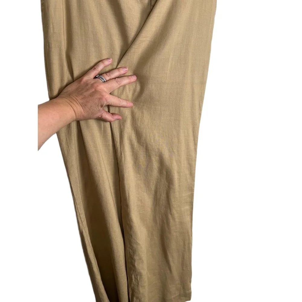 Banana Republic Martin Pants 10 Khaki Straight Linen Stretch Classic Coastal‎